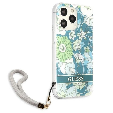 Guess Flower Cord - Etui ze smyczką iPhone 13 Pro Max (Green) Guess Flower Cord - Etui ze smyczką iPhone 13 Pro Max (Green)