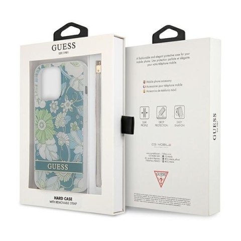 Guess Flower Cord - Etui ze smyczką iPhone 13 Pro Max (Green) Guess Flower Cord - Etui ze smyczką iPhone 13 Pro Max (Green)