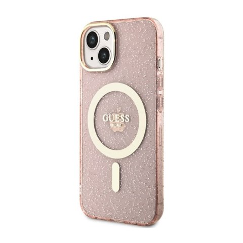 Guess Glitter Gold MagSafe - Etui iPhone 14 Plus (Różowy) Guess Glitter Gold MagSafe - Etui iPhone 14 Plus (Różowy)