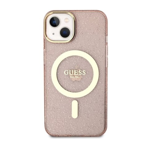 Guess Glitter Gold MagSafe - Etui iPhone 14 Plus (Różowy) Guess Glitter Gold MagSafe - Etui iPhone 14 Plus (Różowy)