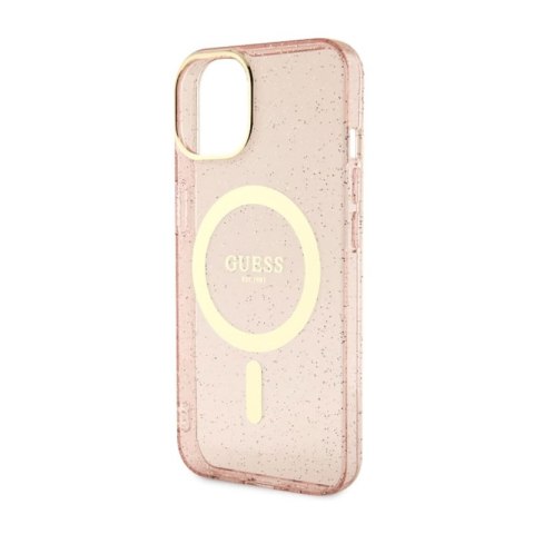 Guess Glitter Gold MagSafe - Etui iPhone 14 Plus (Różowy) Guess Glitter Gold MagSafe - Etui iPhone 14 Plus (Różowy)