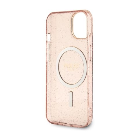 Guess Glitter Gold MagSafe - Etui iPhone 14 Plus (Różowy) Guess Glitter Gold MagSafe - Etui iPhone 14 Plus (Różowy)