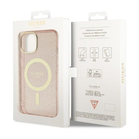 Guess Glitter Gold MagSafe - Etui iPhone 14 Plus (Różowy) Guess Glitter Gold MagSafe - Etui iPhone 14 Plus (Różowy)