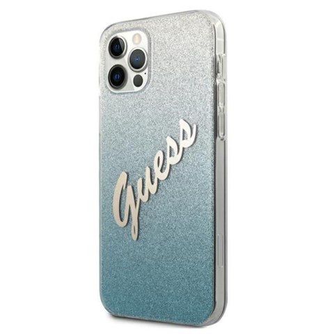 Guess Glitter Gradient Script - Etui iPhone 12 Pro Max (niebieski) Guess Glitter Gradient Script - Etui iPhone 12 Pro Max (niebieski)