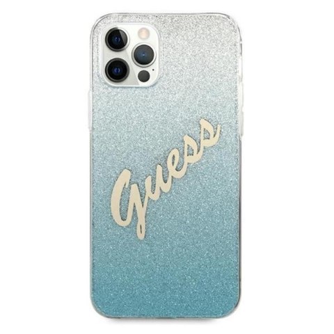 Guess Glitter Gradient Script - Etui iPhone 12 Pro Max (niebieski) Guess Glitter Gradient Script - Etui iPhone 12 Pro Max (niebieski)