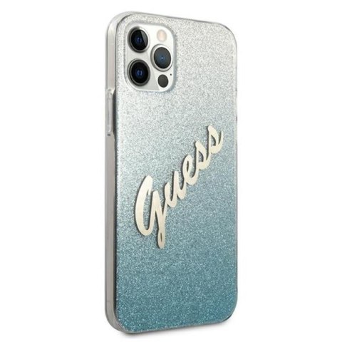 Guess Glitter Gradient Script - Etui iPhone 12 Pro Max (niebieski) Guess Glitter Gradient Script - Etui iPhone 12 Pro Max (niebieski)