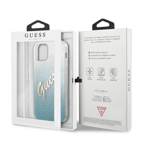 Guess Glitter Gradient Script - Etui iPhone 12 Pro Max (niebieski) Guess Glitter Gradient Script - Etui iPhone 12 Pro Max (niebieski)