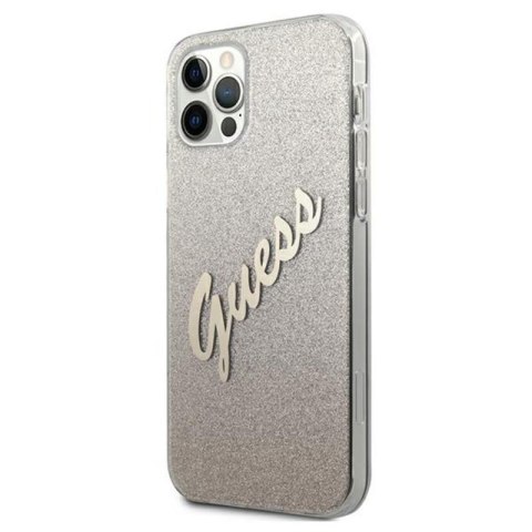 Guess Glitter Gradient Script - Etui iPhone 12 Pro Max (złoty) Guess Glitter Gradient Script - Etui iPhone 12 Pro Max (złoty)