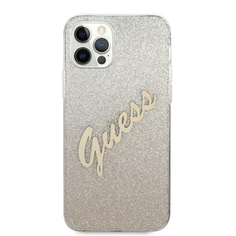 Guess Glitter Gradient Script - Etui iPhone 12 Pro Max (złoty) Guess Glitter Gradient Script - Etui iPhone 12 Pro Max (złoty)