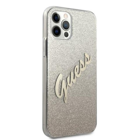 Guess Glitter Gradient Script - Etui iPhone 12 Pro Max (złoty) Guess Glitter Gradient Script - Etui iPhone 12 Pro Max (złoty)