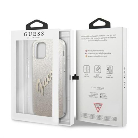 Guess Glitter Gradient Script - Etui iPhone 12 Pro Max (złoty) Guess Glitter Gradient Script - Etui iPhone 12 Pro Max (złoty)
