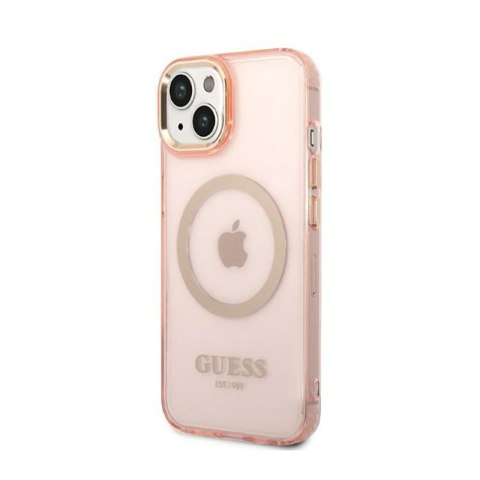 Guess Gold Outline Translucent MagSafe - Etui iPhone 14 Plus (różowy) Guess Gold Outline Translucent MagSafe - Etui iPhone 14 Plus (różowy)