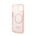 Guess Gold Outline Translucent MagSafe - Etui iPhone 14 Plus (różowy)