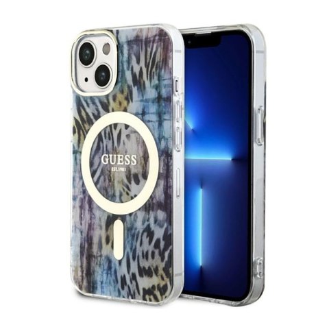 Guess Leopard MagSafe - Etui iPhone 14 (Niebieski) Guess Leopard MagSafe - Etui iPhone 14 (Niebieski)