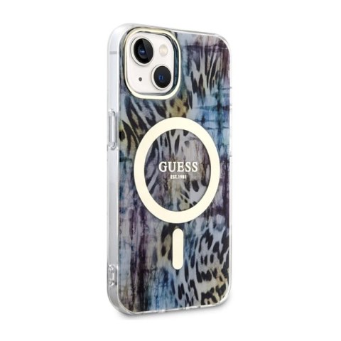 Guess Leopard MagSafe - Etui iPhone 14 (Niebieski) Guess Leopard MagSafe - Etui iPhone 14 (Niebieski)
