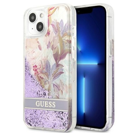 Guess Liquid Glitter Flower - Etui iPhone 13 mini (fioletowy) Guess Liquid Glitter Flower - Etui iPhone 13 mini (fioletowy)