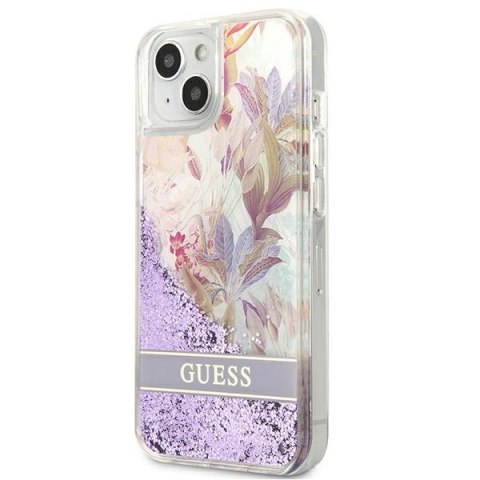Guess Liquid Glitter Flower - Etui iPhone 13 mini (fioletowy) Guess Liquid Glitter Flower - Etui iPhone 13 mini (fioletowy)