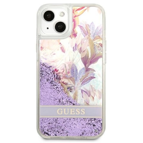 Guess Liquid Glitter Flower - Etui iPhone 13 mini (fioletowy) Guess Liquid Glitter Flower - Etui iPhone 13 mini (fioletowy)