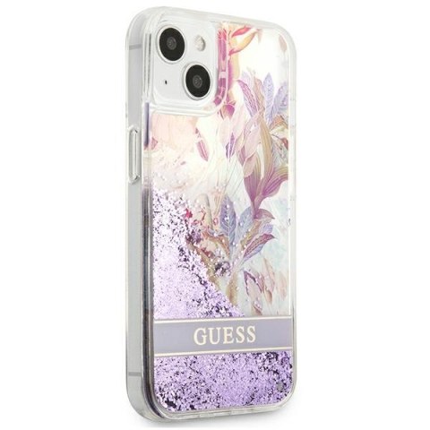 Guess Liquid Glitter Flower - Etui iPhone 13 mini (fioletowy) Guess Liquid Glitter Flower - Etui iPhone 13 mini (fioletowy)