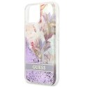 Guess Liquid Glitter Flower - Etui iPhone 13 mini (fioletowy)