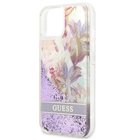 Guess Liquid Glitter Flower - Etui iPhone 13 mini (fioletowy) Guess Liquid Glitter Flower - Etui iPhone 13 mini (fioletowy)