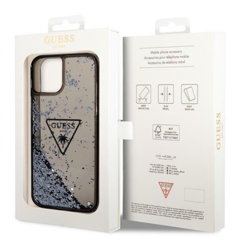 Guess Liquid Glitter Triangle Logo Case - Etui iPhone 14 (czarny) Guess Liquid Glitter Triangle Logo Case - Etui iPhone 14 (czarny)