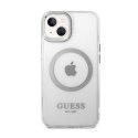 Guess Metal Outline MagSafe - Etui iPhone 14 Plus (przezroczysty / srebrny)