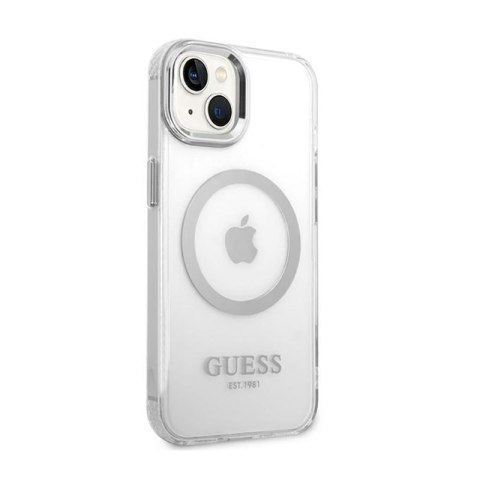 Guess Metal Outline MagSafe - Etui iPhone 14 Plus (przezroczysty / srebrny) Guess Metal Outline MagSafe - Etui iPhone 14 Plus (przezroczysty / srebrny)