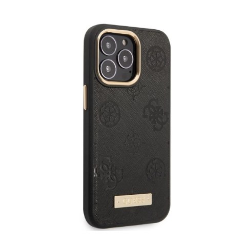 Guess Peony Logo Plate MagSafe - Etui iPhone 13 Pro (czarny) Guess Peony Logo Plate MagSafe - Etui iPhone 13 Pro (czarny)