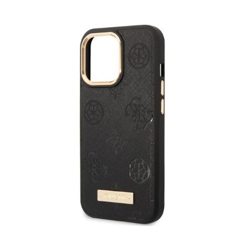 Guess Peony Logo Plate MagSafe - Etui iPhone 13 Pro (czarny) Guess Peony Logo Plate MagSafe - Etui iPhone 13 Pro (czarny)