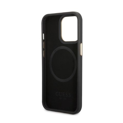 Guess Peony Logo Plate MagSafe - Etui iPhone 13 Pro (czarny) Guess Peony Logo Plate MagSafe - Etui iPhone 13 Pro (czarny)