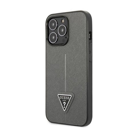 Guess Saffiano Triangle Logo Case - Etui iPhone 14 Pro Max (srebrny) Guess Saffiano Triangle Logo Case - Etui iPhone 14 Pro Max (srebrny)