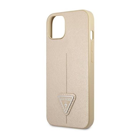 Guess Saffiano Triangle Logo Case - Etui iPhone 14 (beżowy) Guess Saffiano Triangle Logo Case - Etui iPhone 14 (beżowy)