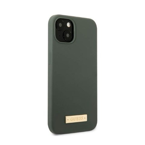 Guess Silicone Logo Plate MagSafe - Etui iPhone 13 (zielony) Guess Silicone Logo Plate MagSafe - Etui iPhone 13 (zielony)