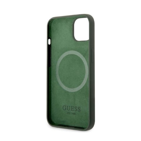 Guess Silicone Logo Plate MagSafe - Etui iPhone 13 (zielony) Guess Silicone Logo Plate MagSafe - Etui iPhone 13 (zielony)