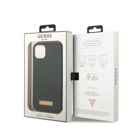 Guess Silicone Logo Plate MagSafe - Etui iPhone 13 (zielony) Guess Silicone Logo Plate MagSafe - Etui iPhone 13 (zielony)