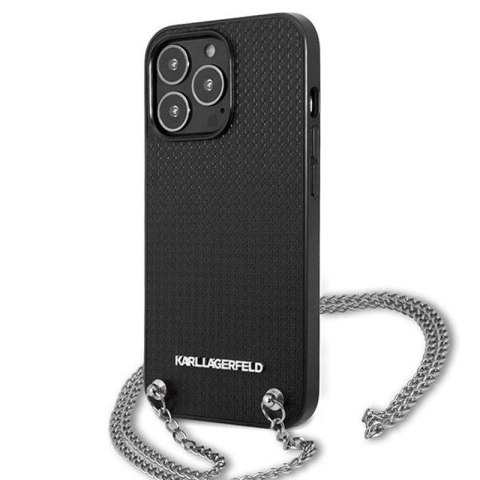 Karl Lagerfeld Leather Textured and Chain - Etui iPhone 13 Pro (czarny) Karl Lagerfeld Leather Textured and Chain - Etui iPhone 13 Pro (czarny)