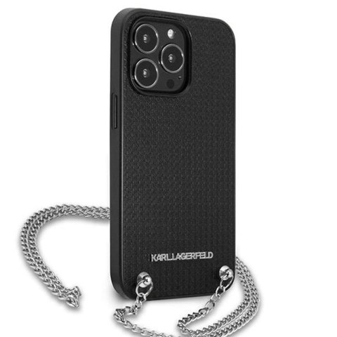 Karl Lagerfeld Leather Textured and Chain - Etui iPhone 13 Pro (czarny) Karl Lagerfeld Leather Textured and Chain - Etui iPhone 13 Pro (czarny)