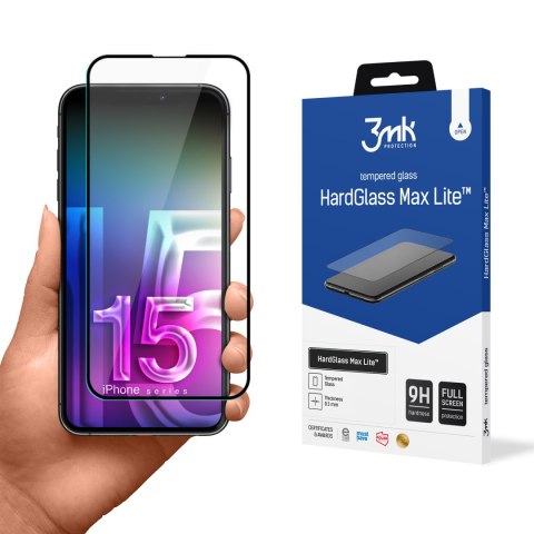 3mk HardGlass Max Lite - Szkło hartowane do iPhone 15 Pro (Czarny) 3mk HardGlass Max Lite - Szkło hartowane do iPhone 15 Pro (Czarny)