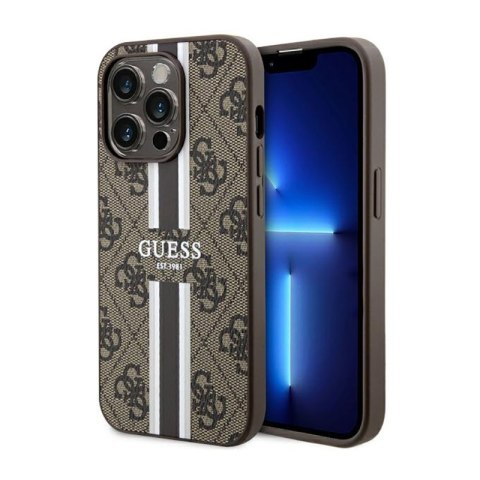 Guess 4G Printed Stripes MagSafe - Etui iPhone 14 Pro Max (Brązowy) Guess 4G Printed Stripes MagSafe - Etui iPhone 14 Pro Max (Brązowy)