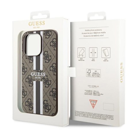 Guess 4G Printed Stripes MagSafe - Etui iPhone 14 Pro Max (Brązowy) Guess 4G Printed Stripes MagSafe - Etui iPhone 14 Pro Max (Brązowy)
