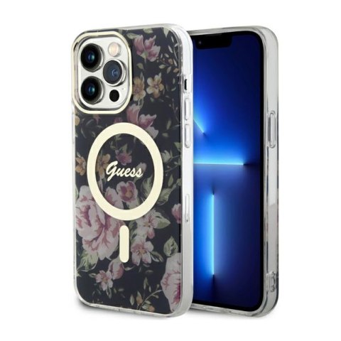 Guess Flower MagSafe - Etui iPhone 14 Pro Max (Czarny) Guess Flower MagSafe - Etui iPhone 14 Pro Max (Czarny)