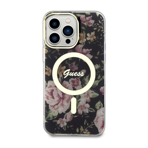 Guess Flower MagSafe - Etui iPhone 14 Pro Max (Czarny) Guess Flower MagSafe - Etui iPhone 14 Pro Max (Czarny)