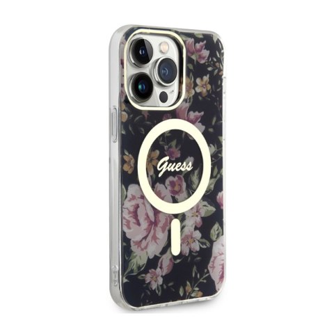 Guess Flower MagSafe - Etui iPhone 14 Pro Max (Czarny) Guess Flower MagSafe - Etui iPhone 14 Pro Max (Czarny)