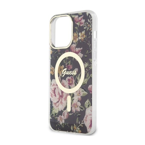Guess Flower MagSafe - Etui iPhone 14 Pro Max (Czarny) Guess Flower MagSafe - Etui iPhone 14 Pro Max (Czarny)