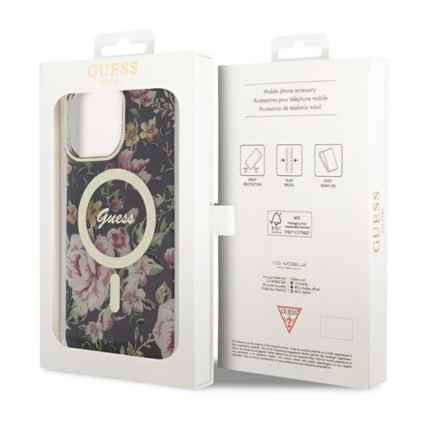 Guess Flower MagSafe - Etui iPhone 14 Pro Max (Czarny) Guess Flower MagSafe - Etui iPhone 14 Pro Max (Czarny)