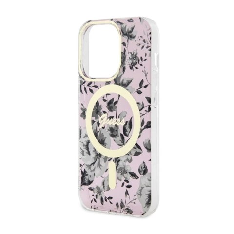 Guess Flower MagSafe - Etui iPhone 14 Pro Max (Różowy) Guess Flower MagSafe - Etui iPhone 14 Pro Max (Różowy)