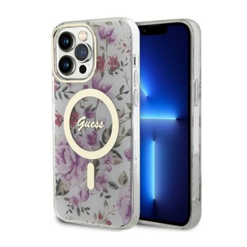 Guess Flower MagSafe - Etui iPhone 14 Pro (Przezroczysty) Guess Flower MagSafe - Etui iPhone 14 Pro (Przezroczysty)
