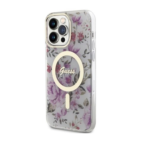Guess Flower MagSafe - Etui iPhone 14 Pro (Przezroczysty) Guess Flower MagSafe - Etui iPhone 14 Pro (Przezroczysty)