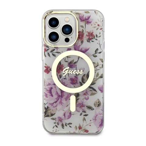 Guess Flower MagSafe - Etui iPhone 14 Pro (Przezroczysty) Guess Flower MagSafe - Etui iPhone 14 Pro (Przezroczysty)